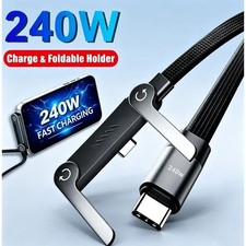 2-in-1 Invisible Holder Charger Cable–240W Fast Charging Cord with Phone Stand