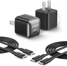 2 pack Anker USB C Charger Block 20W Nano Pro PIQ 3.0 Fast Charger-WHITE