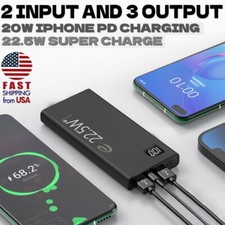 20000mAh Portable Power Bank 22.5W PD Fast Charging Battery Backup For PHONE New