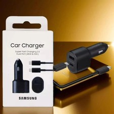 45W Samsung MAX USB-C Cable Dual Port Fast Charging Car Charger 5A