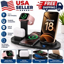 15W 4-in-1 Wireless Charging Station Fast Charger Dock Stand for Phone Watch USA