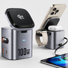 Qi2.2 25W 6 in 1 Magnetic Wireless Charging Station 100W GaN Retractable Charger