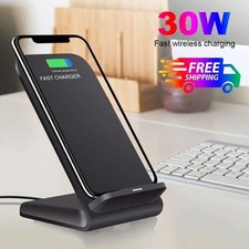 30W Wireless Charger Charging Stand Dock For Samsung iPhone Android Cell Phone