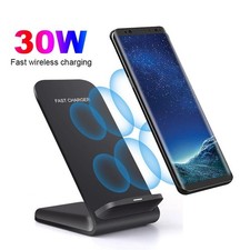 30W Wireless Charger Charging Stand Dock For Samsung iPhone Android Cell Phone