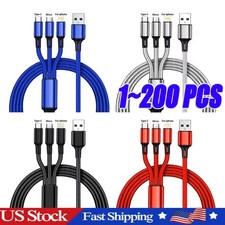 3in1 Fast USB Charging Cable Universal Multi Function CellPhone Charger Cord LOT