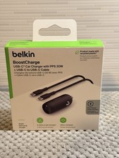 Belkin BoostCharge 30W USB-C Car Charger PPS + 3.3ft USB-C Cable Black - New