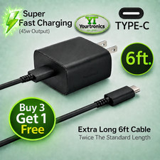 45w USB-C Super Fast Wall Charger+6ft Cable For Samsung Galaxy S24 S23 S22 S21