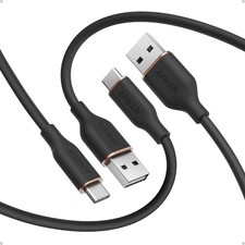 Anker USB-A to USB-C 15W 6 ft Black USB-IF Certified Cable - Silicone (2-Pack)