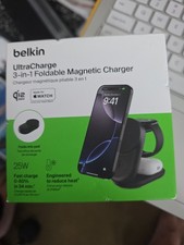 Belkin UltraCharge 3-in-1 25W Qi2 Foldable Magnetic Charger w/ Magsafe - Black