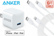 Anker Nano Pro 20W USB-C Charger - White with 2x 6 ft USB-C to Lighting Cable