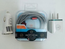 6 Ft. Long Fast Charging USB Cable Car and Wall Bundle Pack for I Phone