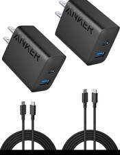 Anker 20W 2-Port USB-C/USB-A Fast Charge Wall Charger w/ 2x 5ft USB-C
